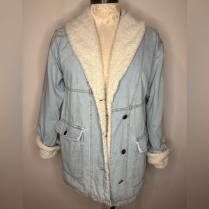 Ashley Vintage Charm oversized sherpa lined denim jacket women’s large